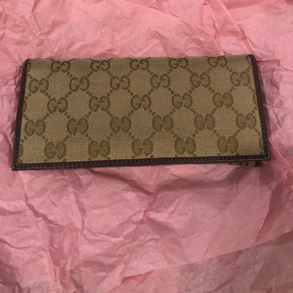 Gucci leather and fabric wallet